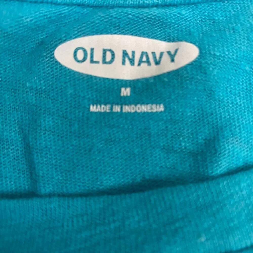 Old Navy Palm Tree Graphic Tank Top – Blue Linen Blend Women’s Size M - Picture 5 of 6